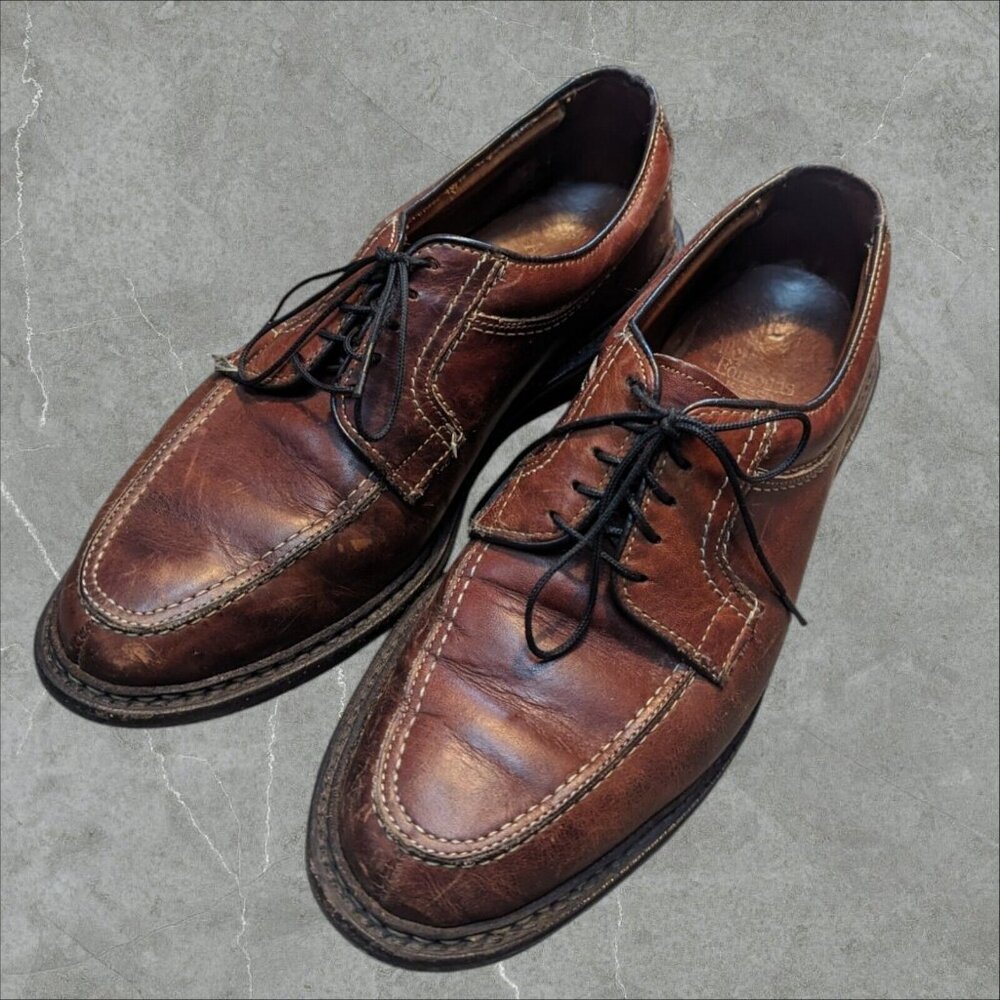 Allen‎ Edmonds Wilbert Lace Up Derby Brown Size 8D Leather Well Worn